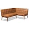 Baxton Studio Sanford Mid-Century Tan Faux Leather and Walnut Brown Finished Wood 2-PC Dining Nook Banquette Set 184-11346-Zoro - alternate 1